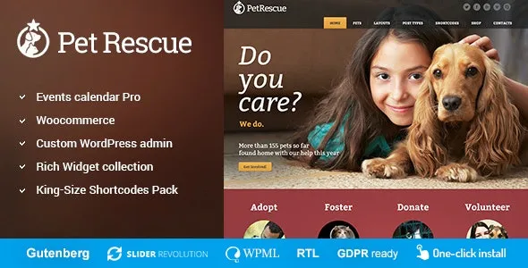 Pet Rescue v2.2.3 动物和收容所慈善WP主题下载