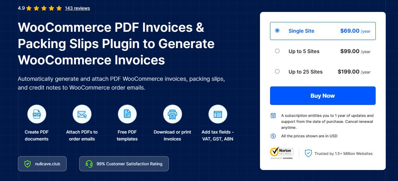 Webtoffee WooCommerce PDF Invoices, Packing Slips and Credit Notes Pro v1.7.5  (Activated) 自动生成发票装箱单信用票据wordpress插件下载