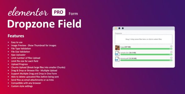 Dropzone Field For Elementor Form v1.3.0 wordpress插件下载