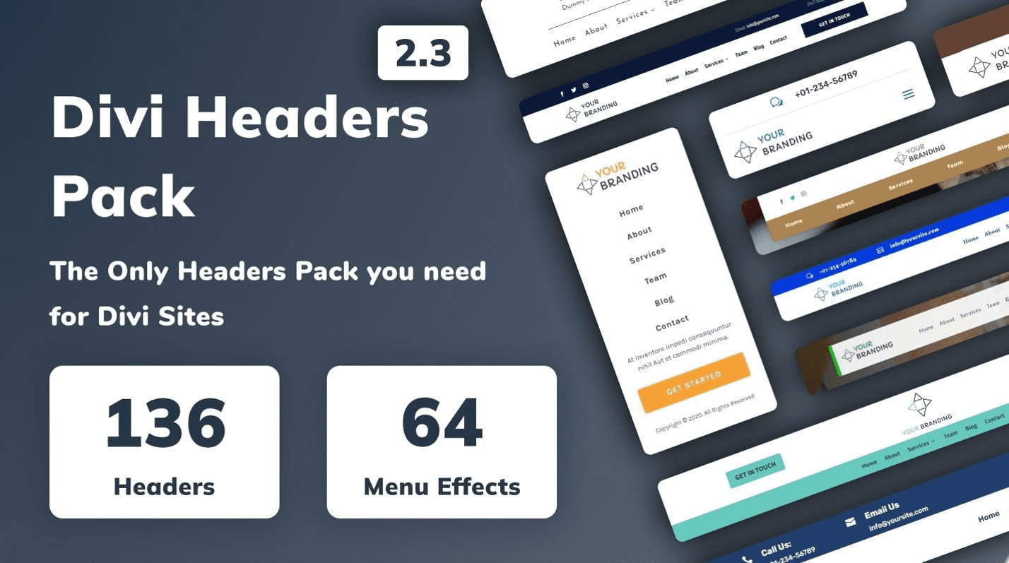 Divi Headers Pack v2.3 Divi主题页眉设计插件下载