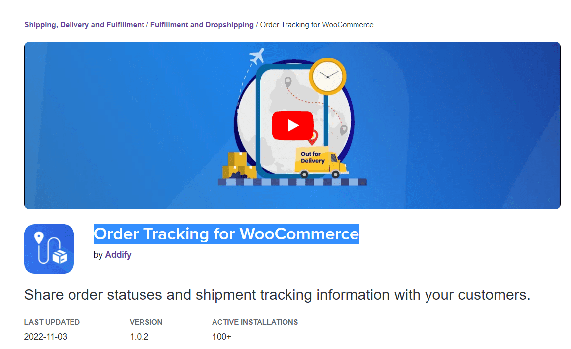 Order Tracking for WooCommerce v1.2.3 [by Addify] 订单物流追踪wordpress插件下载
