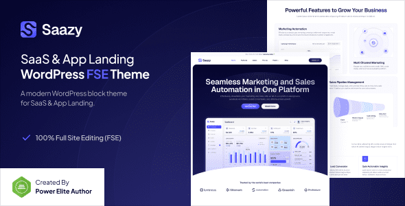 Saazy v1.0.1 – SaaS 和应用程序登陆页面 FSE WordPress 主题下载