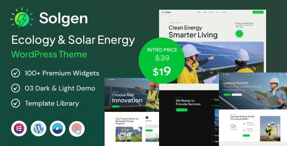 Solgen v1.0.0 – 生态与太阳能 WordPress 主题下载