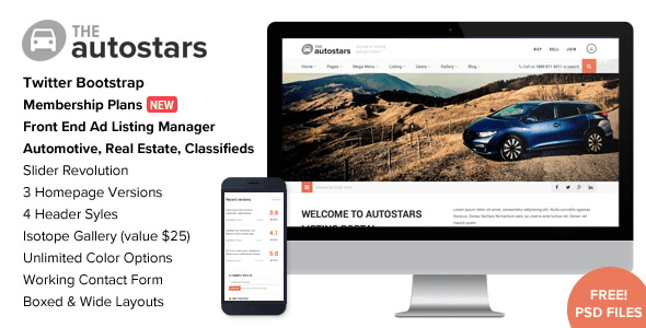 Auto Stars v3.5.2 汽车经销商和列表WP主题下载