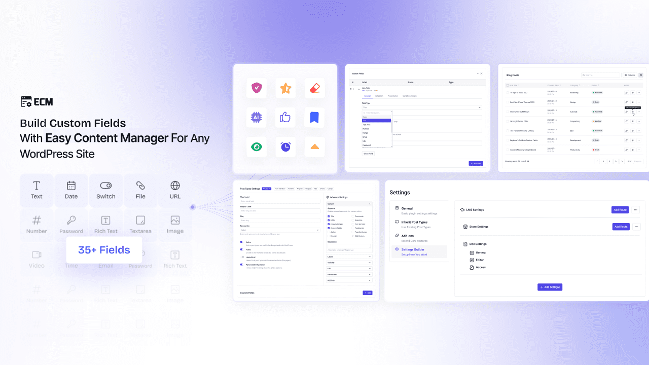 Easy Content Manager (ECM) (Premium) v1.2.2 自定义字段wordpress插件下载