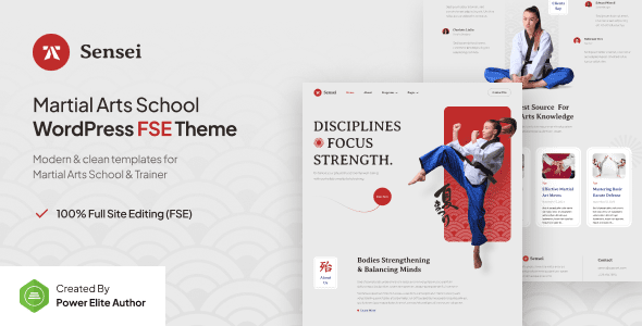 Sensei v1.0.3 – 武术俱乐部及教练 FSE WordPress 主题下载