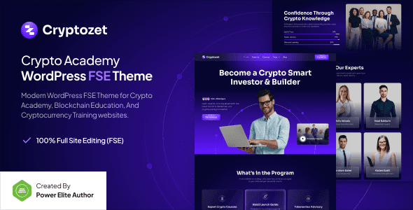 Cryptozet v1.0 – Gutenverse FSE 加密货币和区块链学院 WordPress 主题下载