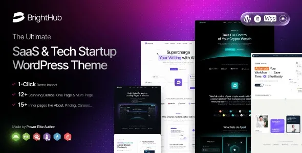 BrightHub v1.0.5 SaaS 和科技初创公司 WordPress 主题下载