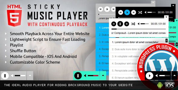 Sticky HTML5 Music Player WordPress Plugin v3.1.7 HTML5 音频播放器插件下载
