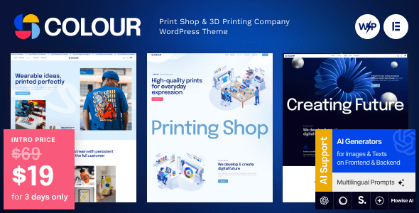Colour v1.0 – 印刷店和3D打印公司WordPress主题下载
