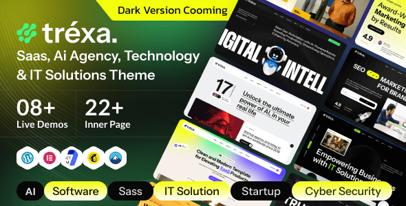 Trexa 1.0.0 – SaaS、人工智能代理、技术和IT解决方案 WordPress主题下载