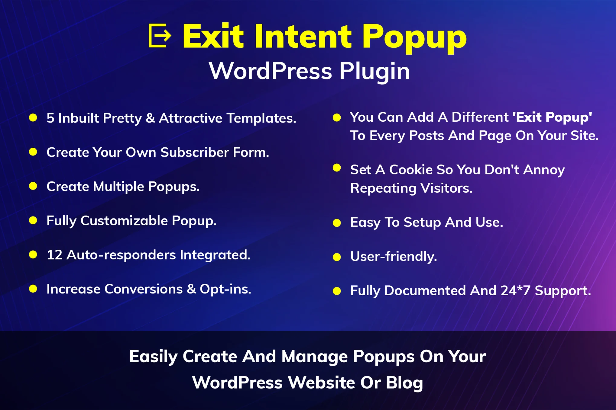 Exit Intent Popup WordPress Plugin v1.0.3 离站意图弹窗 WordPress 插件下载