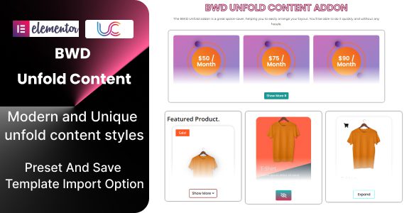 BWD Unfold Content Addon For Elementor v1.4  插件下载