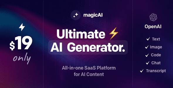 MagicAI v11.20 – OpenAI 内容、文本、图像、聊天、作为 SaaS 的代码生成器PHP源码下载