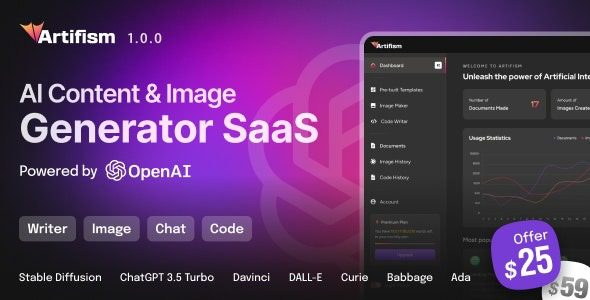 Artifism v7.8.0 AI 内容和图像生成器 SaaS源码下载 [已激活]