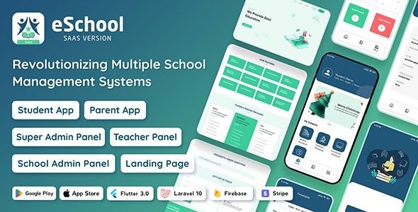 eSchool SaaS v1.11.0 学校管理系统与学生|家长 Flutter 应用 | Laravel 管理员源码下载