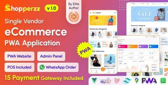 Shopperzz v2.6 具有销售点（POS）和 WhatsApp 订购功能的渐进式网络应用（PWA）电子商务内容管理系统 | 库存管理源码下载