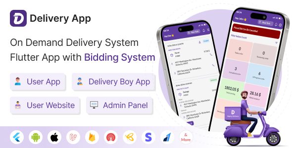 Delivery App v35.0 – 按需配送系统 Flutter App，带竞价系统app源码下载