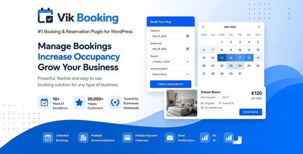 Vik Booking Pro v1.8.16 酒店及房产预订管管理插件下载